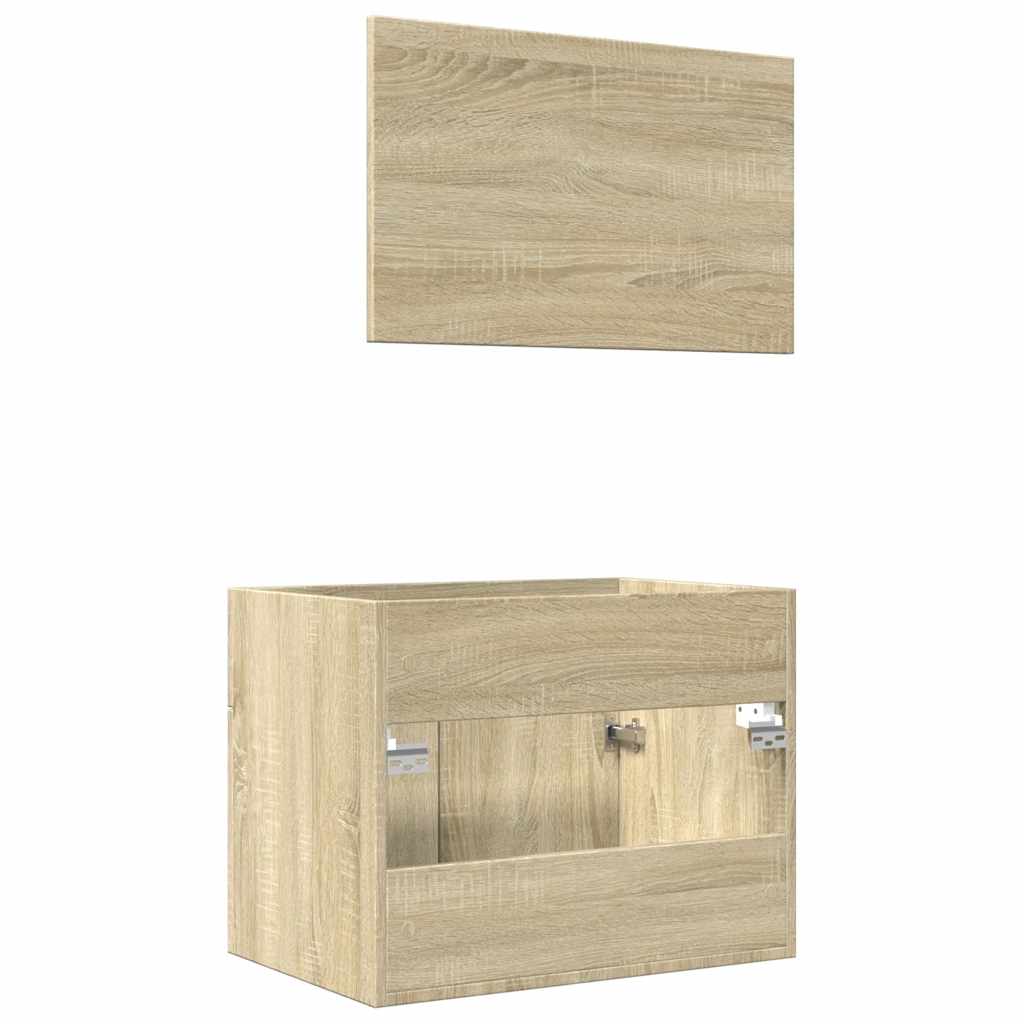 2-piece bathroom furniture set Sonoma oak wood material