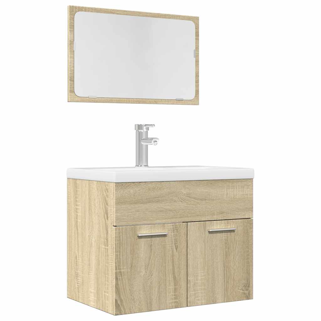 2-piece bathroom furniture set Sonoma oak wood material