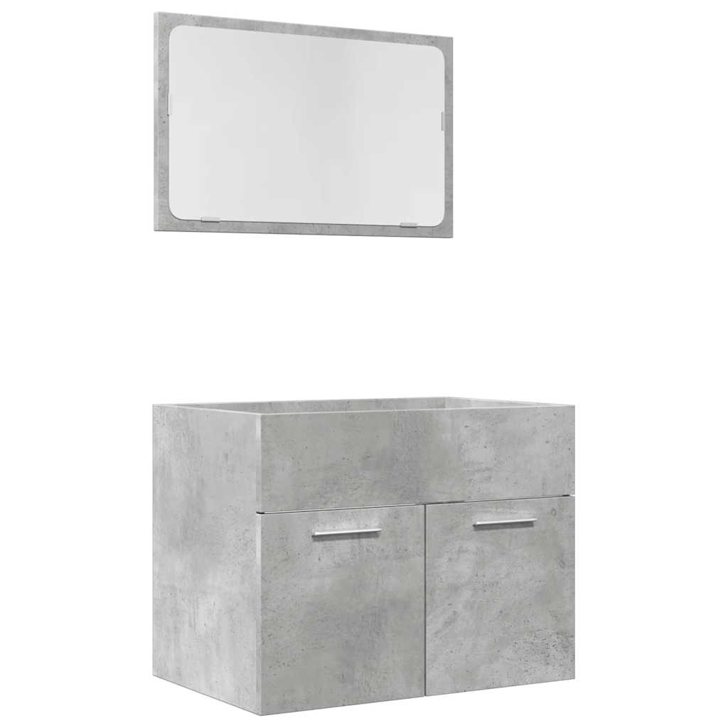 2-piece bathroom furniture set concrete gray wood material