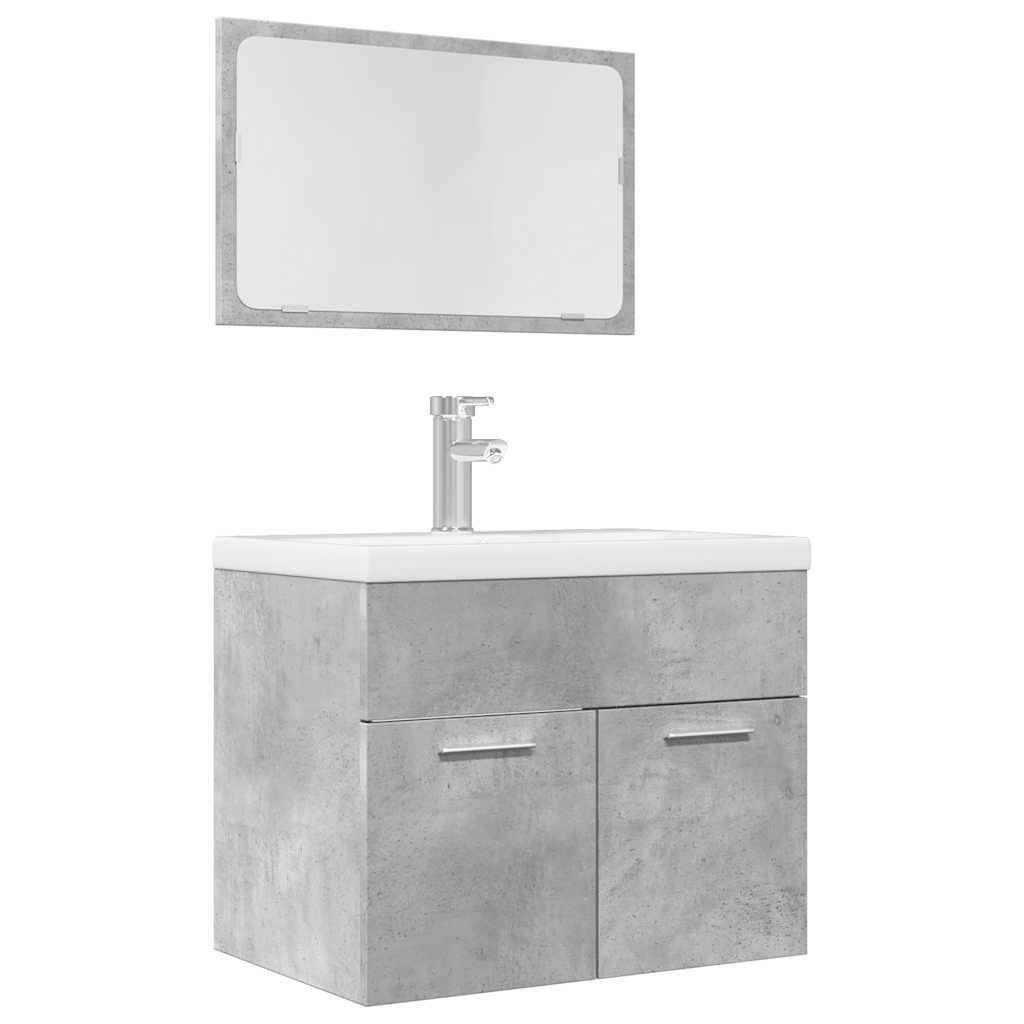 2-piece bathroom furniture set concrete gray wood material