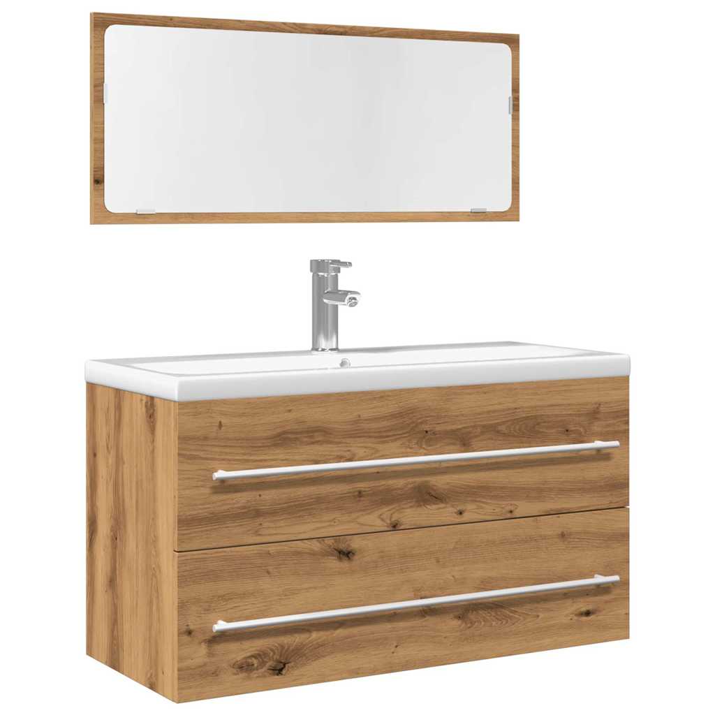 2-piece bathroom furniture set Artisan oak wood material