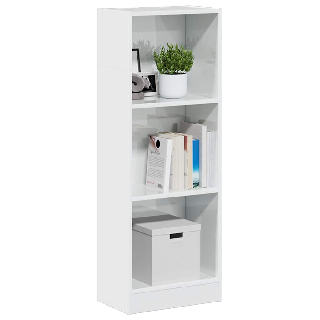 Bookcase High Gloss White 40x24x109 cm Wood Material