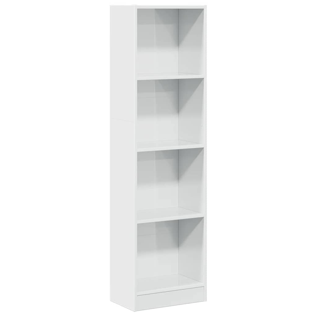 Bookcase High Gloss White 40x24x143 cm Wood Material