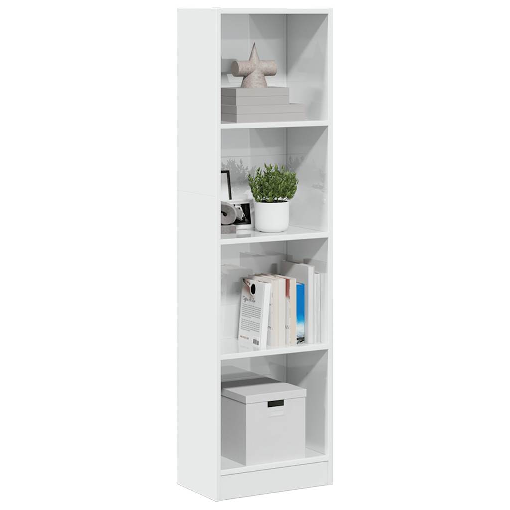 Bookcase High Gloss White 40x24x143 cm Wood Material