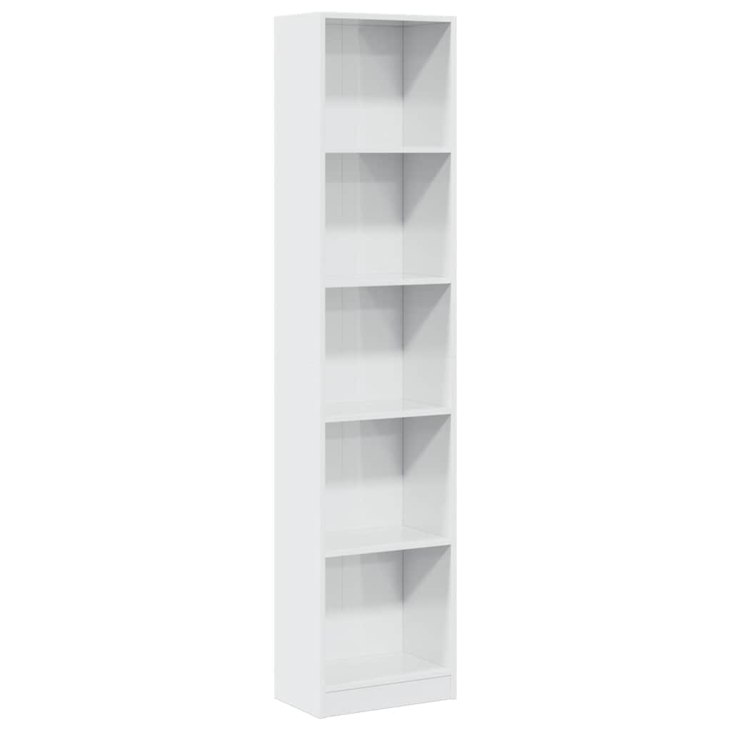 Bookcase High Gloss White 40x24x176 cm Wood Material