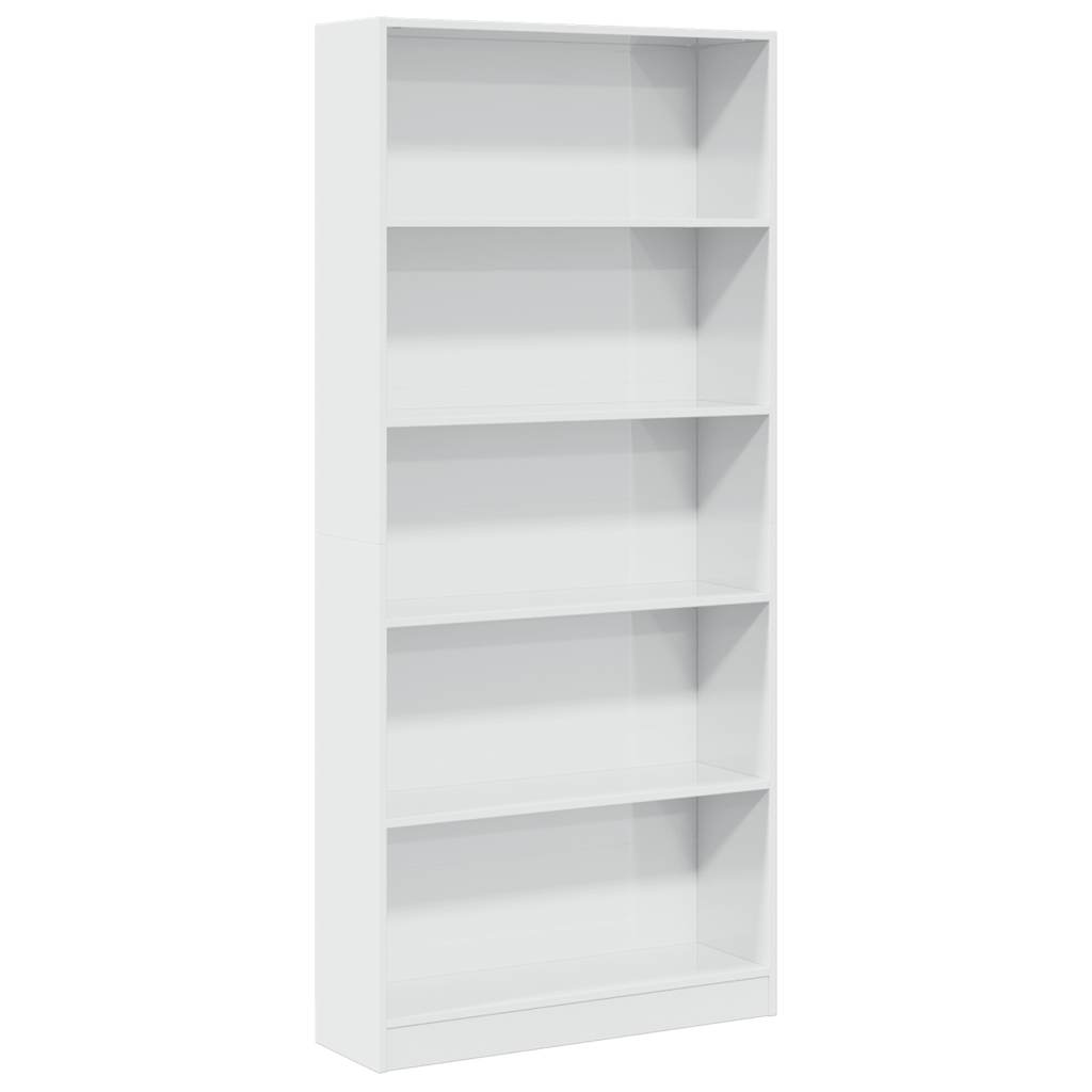 Bookcase High Gloss White 80x24x176 cm Wood Material