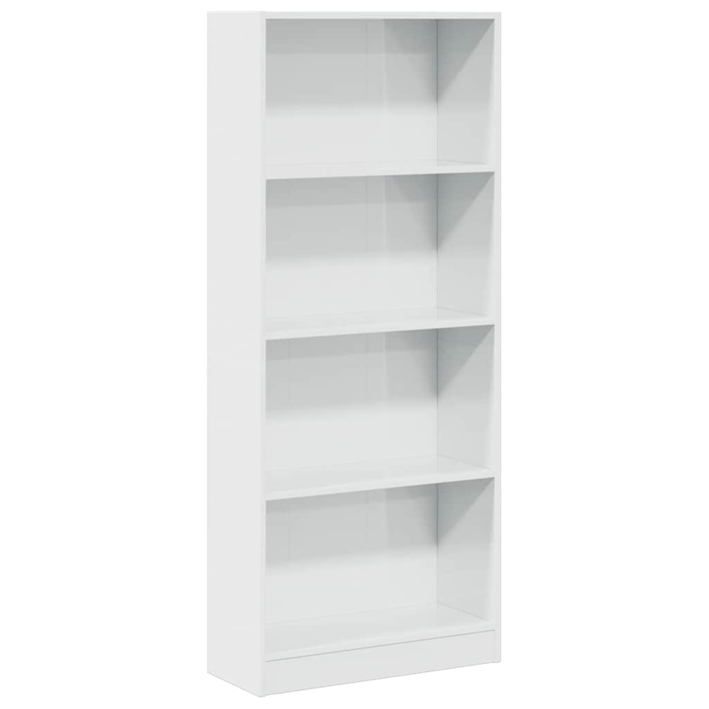 Bookcase High Gloss White 60x24x143 cm Wood Material