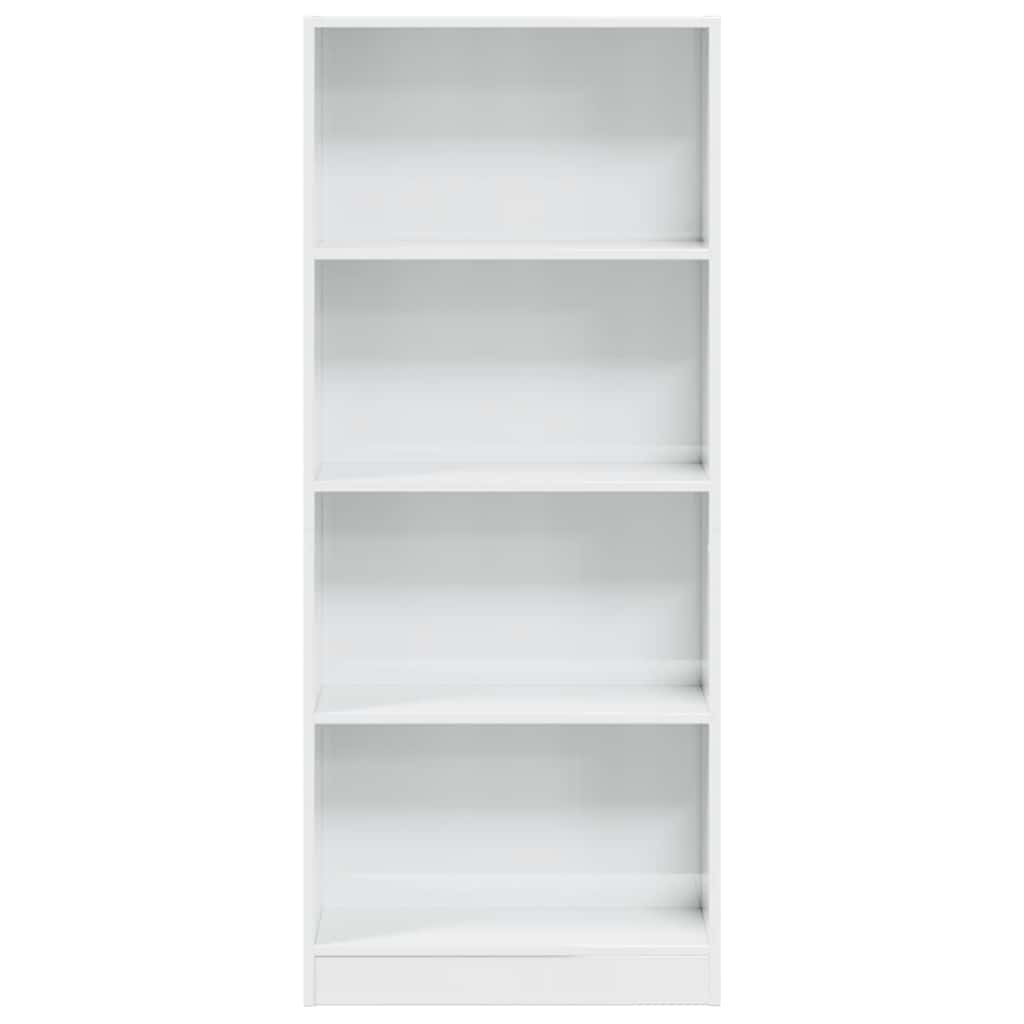 Bookcase High Gloss White 60x24x143 cm Wood Material