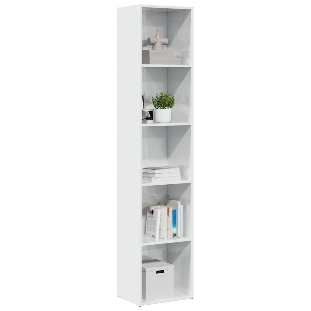 Bookcase High Gloss White 40x30x189 cm Wood Material