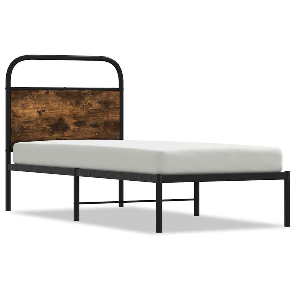 Bed frame without mattress 75x190 cm smoked oak wood material