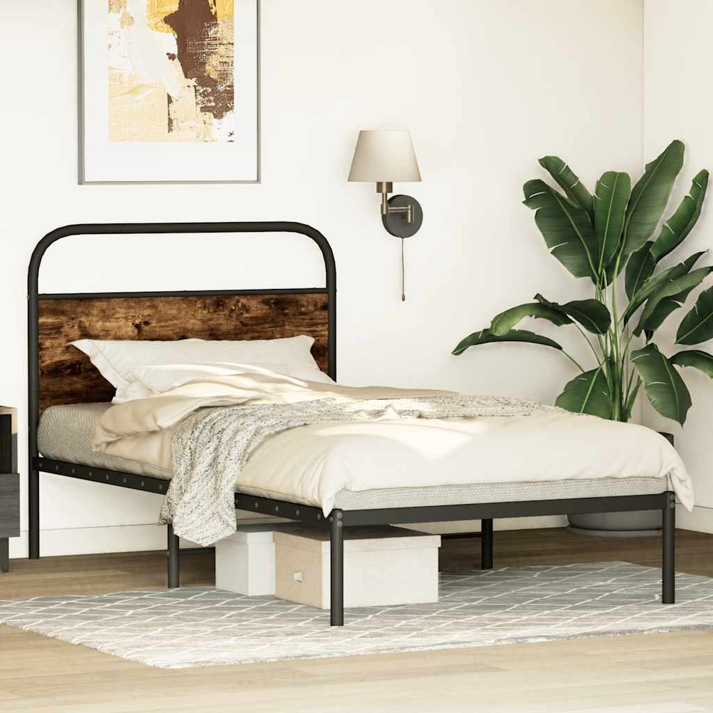 Bed frame without mattress 90x190 cm smoked oak wood material