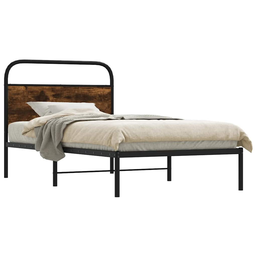 Bed frame without mattress 90x190 cm smoked oak wood material