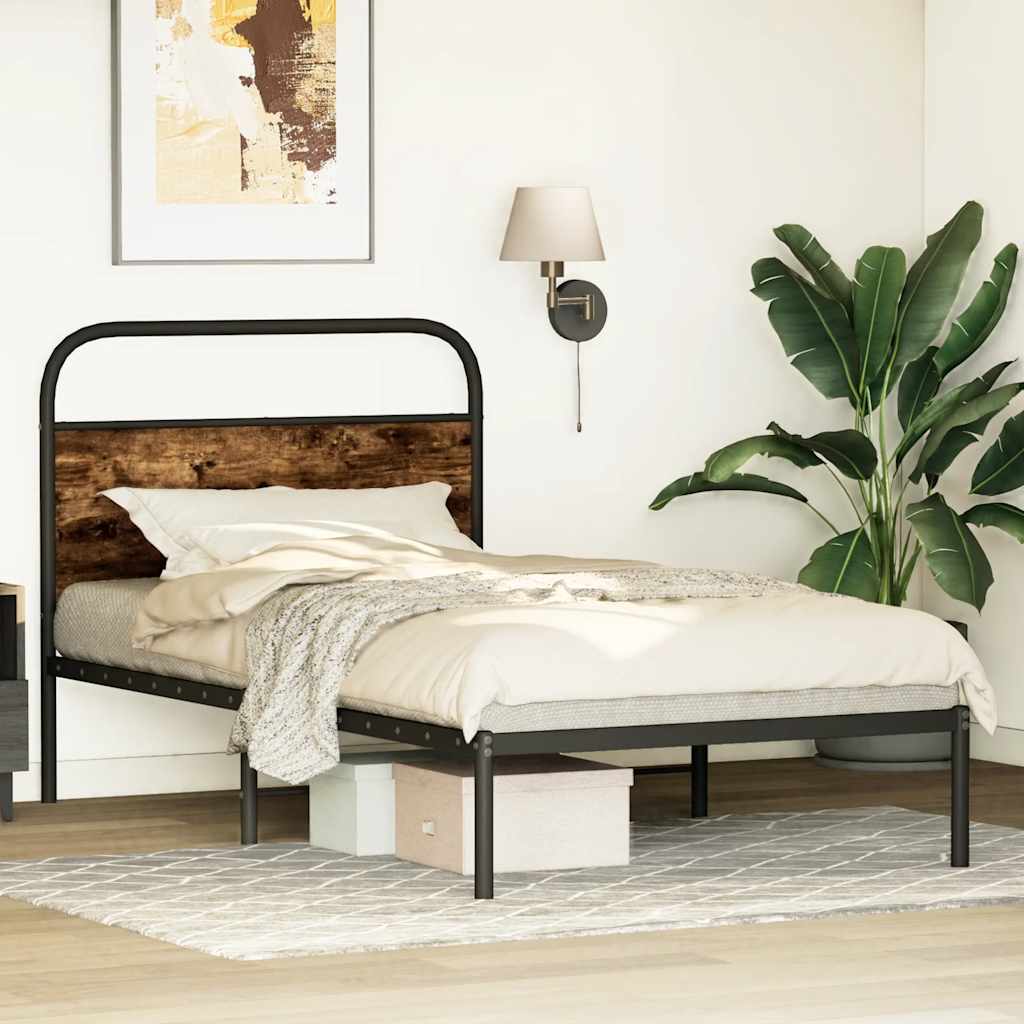 Bed frame without mattress 90x200 cm smoked oak wood material