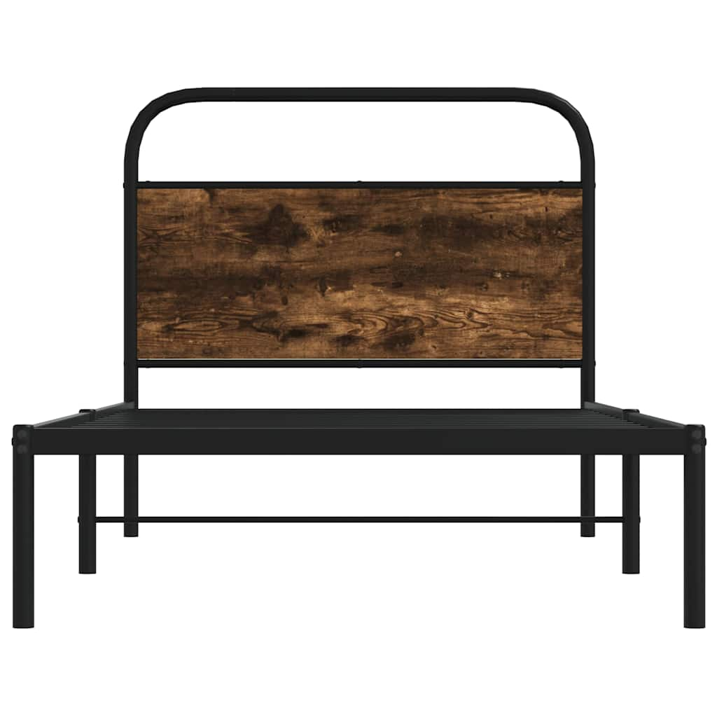 Bed frame without mattress 90x200 cm smoked oak wood material