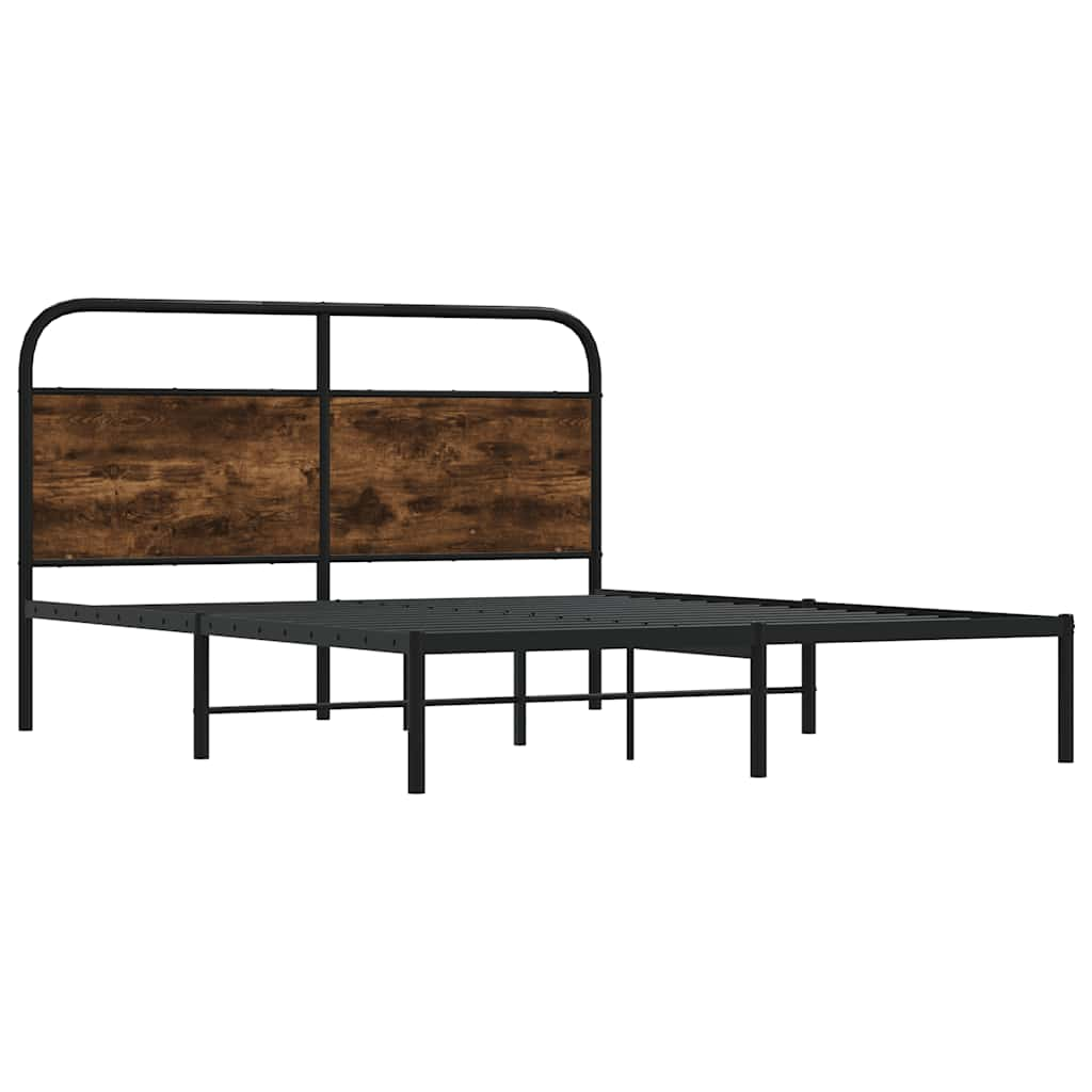 Bed frame without mattress 120x200 cm smoked oak wood material