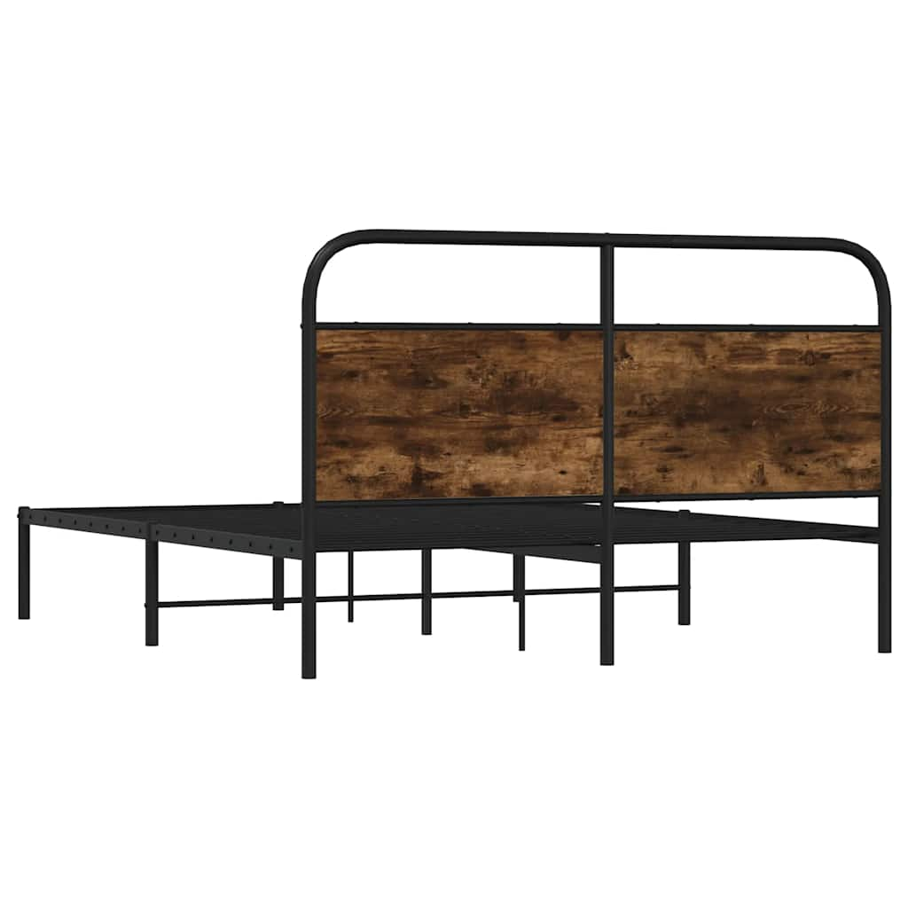 Bed frame without mattress 135x190 cm smoked oak wood material