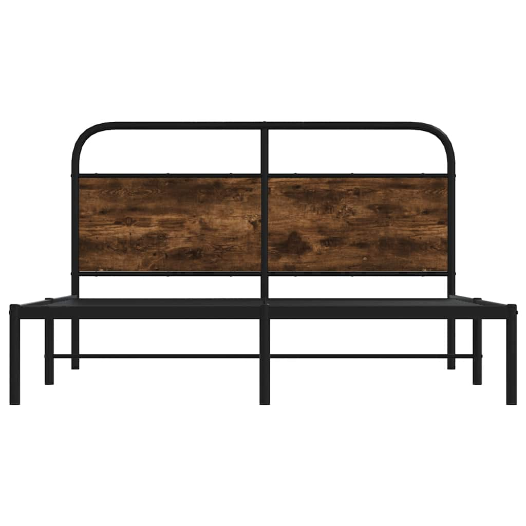 Bed frame without mattress 140x200 cm smoked oak wood material