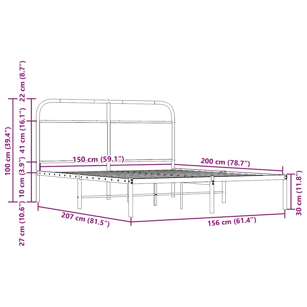 Bed frame without mattress 150x200 cm smoked oak wood material