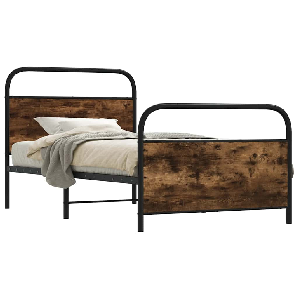 Bed frame without mattress 90x190 cm smoked oak wood material