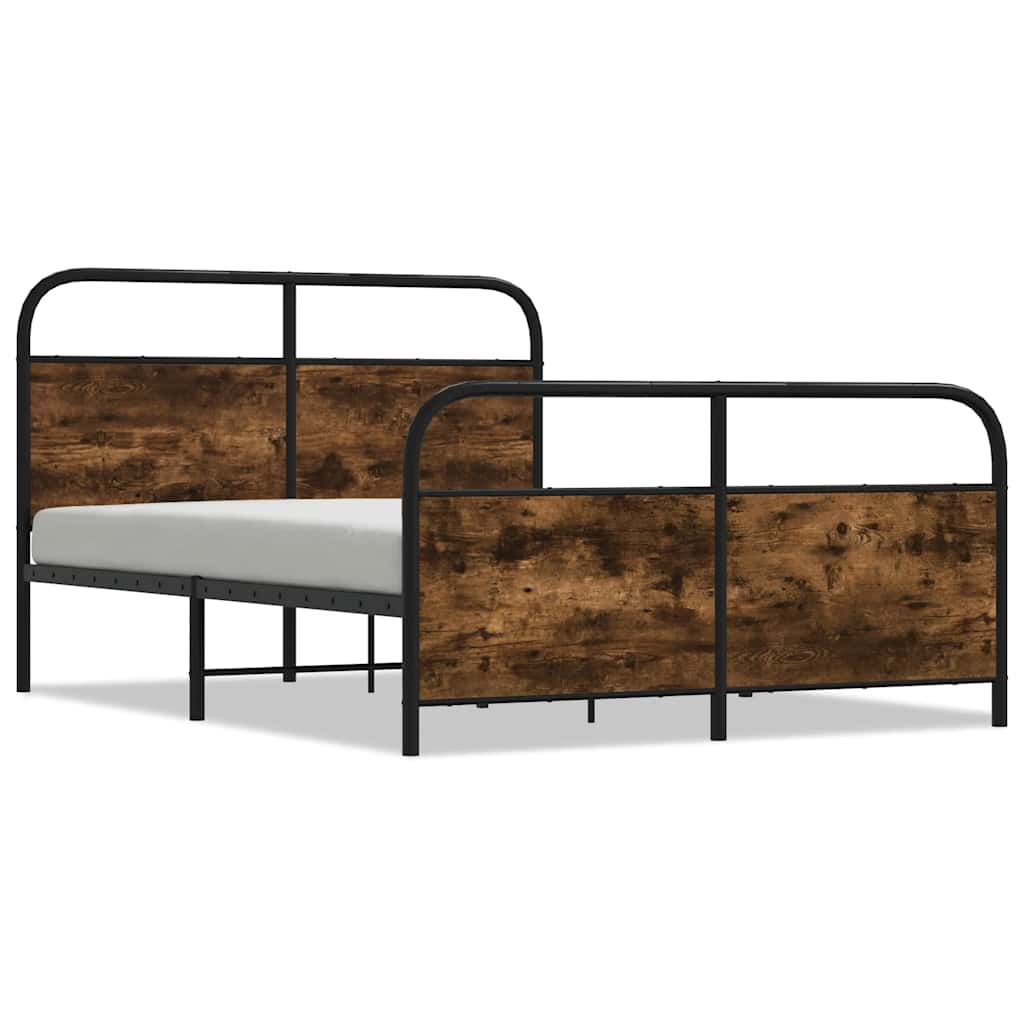 Bed frame without mattress 120x200 cm smoked oak wood material