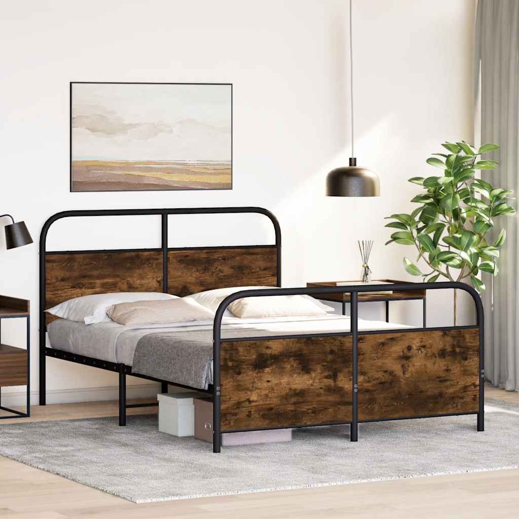 Bed frame without mattress 120x200 cm smoked oak wood material