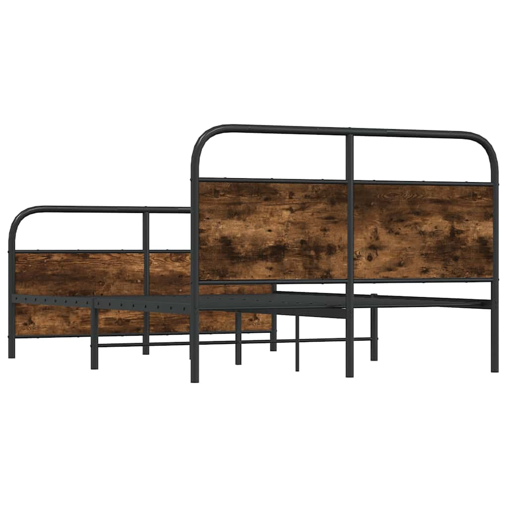 Bed frame without mattress 120x200 cm smoked oak wood material