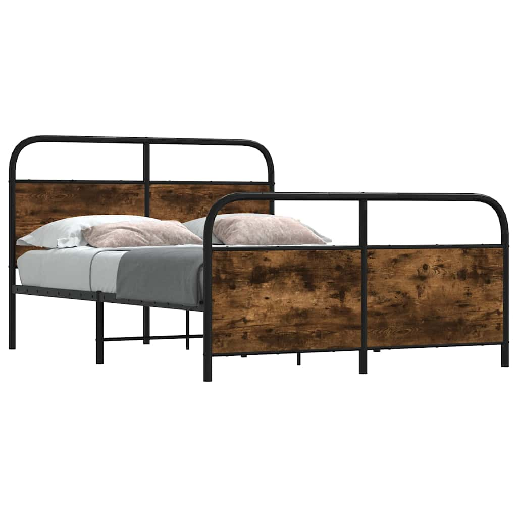 Bed frame without mattress 120x200 cm smoked oak wood material