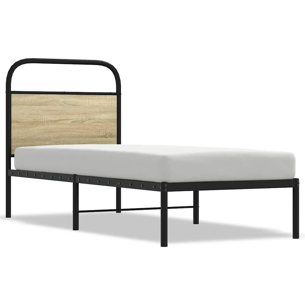 Bed frame without mattress 75x190 cm Sonoma oak wood material