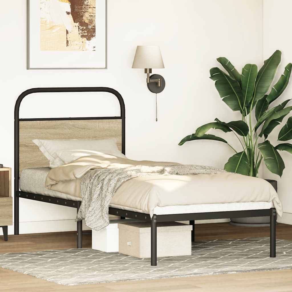 Bed frame without mattress 75x190 cm Sonoma oak wood material