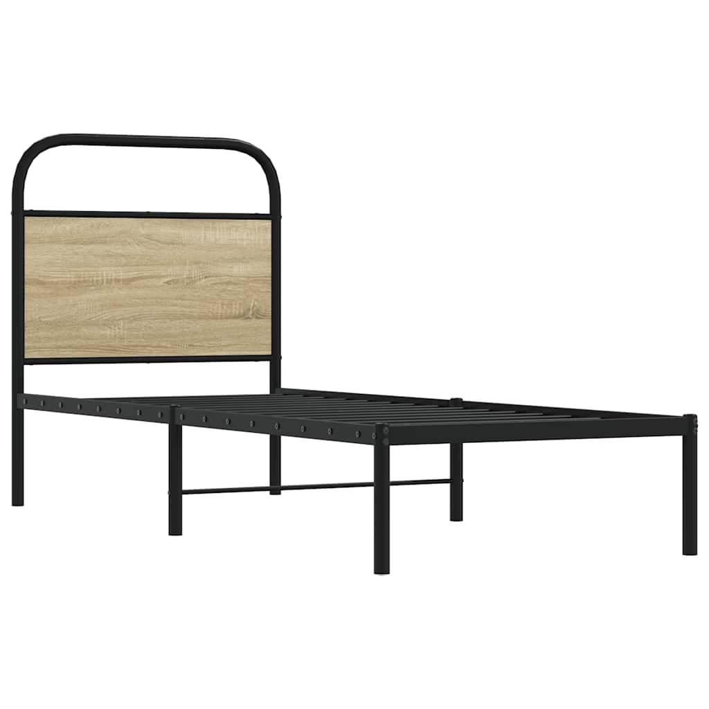 Bed frame without mattress 75x190 cm Sonoma oak wood material