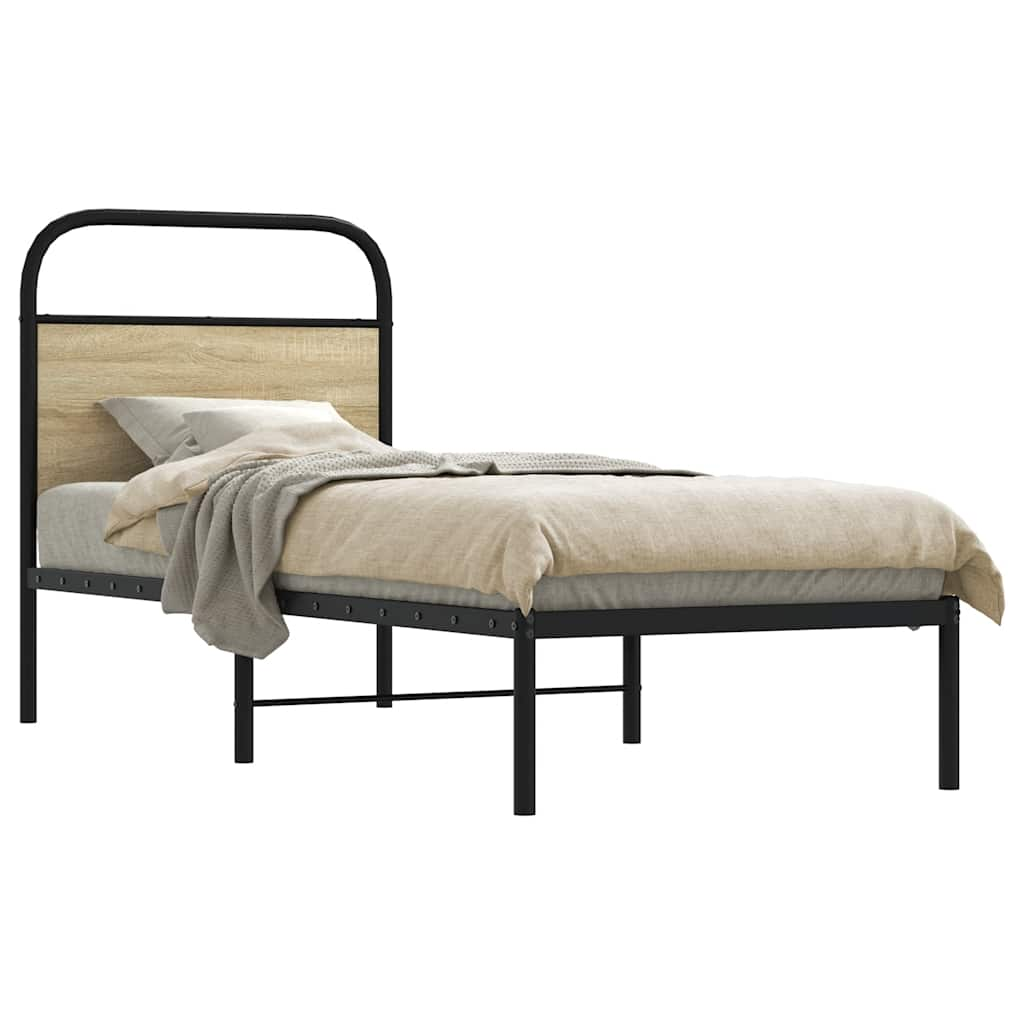 Bed frame without mattress 75x190 cm Sonoma oak wood material