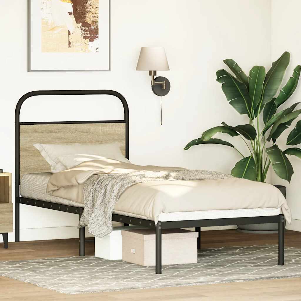 Bed frame without mattress 80x200 cm Sonoma oak wood material