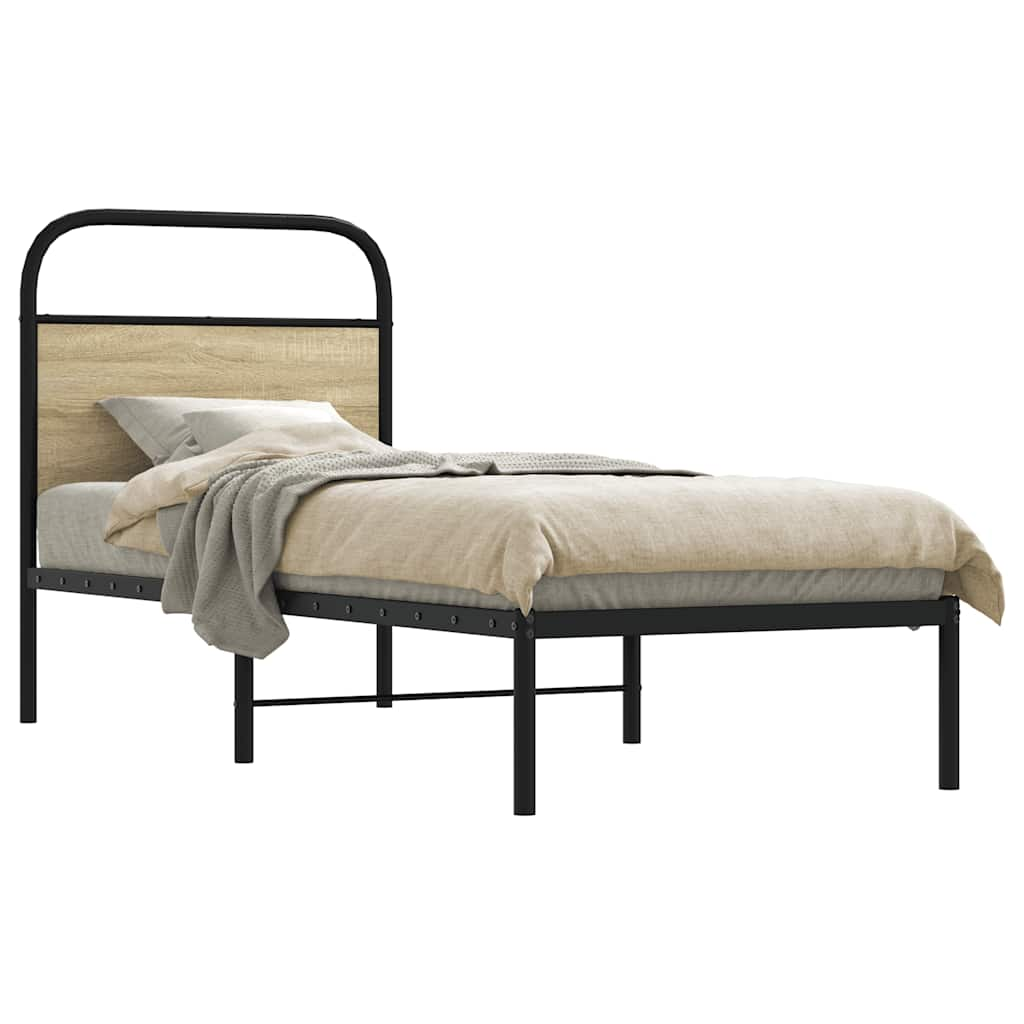 Bed frame without mattress 80x200 cm Sonoma oak wood material