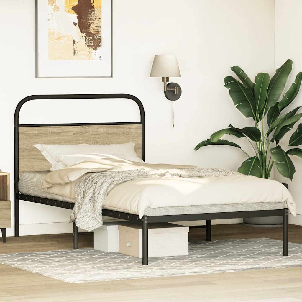 Bed frame without mattress 100x190 cm Sonoma oak wood material