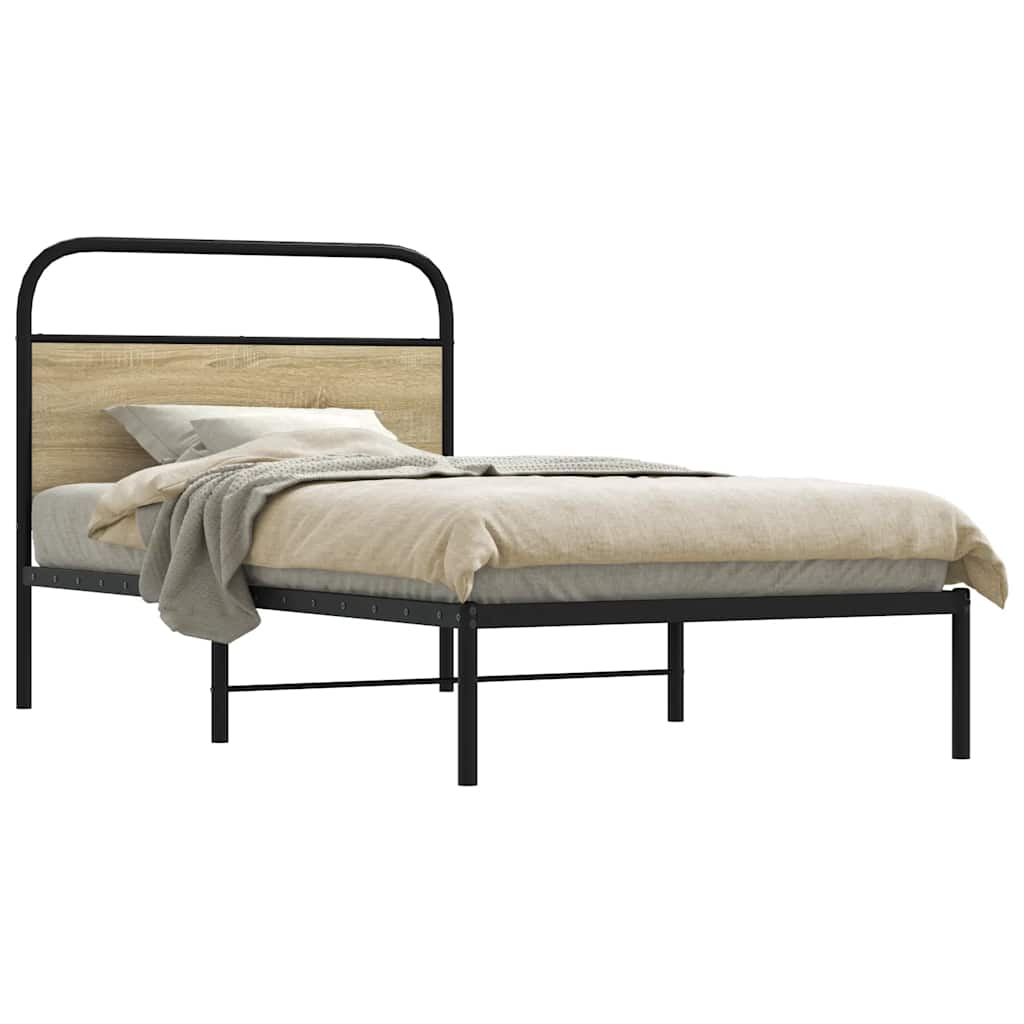 Bed frame without mattress 100x190 cm Sonoma oak wood material