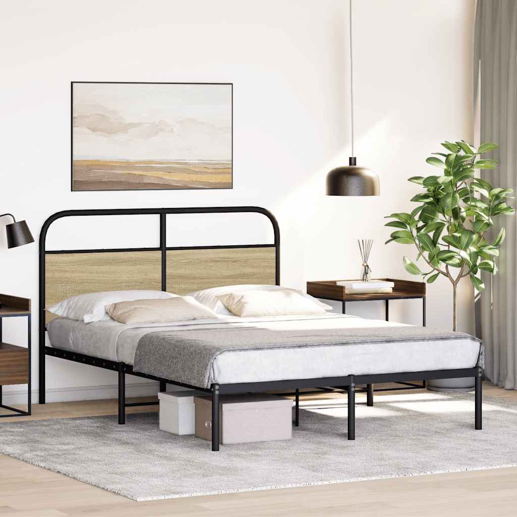 Bed frame without mattress 120x190 cm Sonoma oak wood material