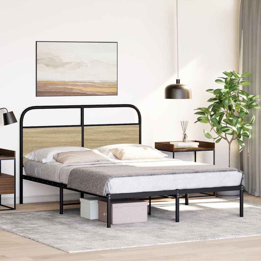 Bed frame without mattress 135x190 cm Sonoma oak wood material