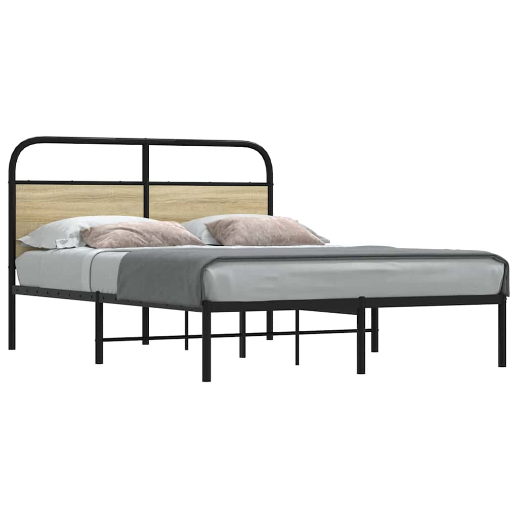 Bed frame without mattress 135x190 cm Sonoma oak wood material