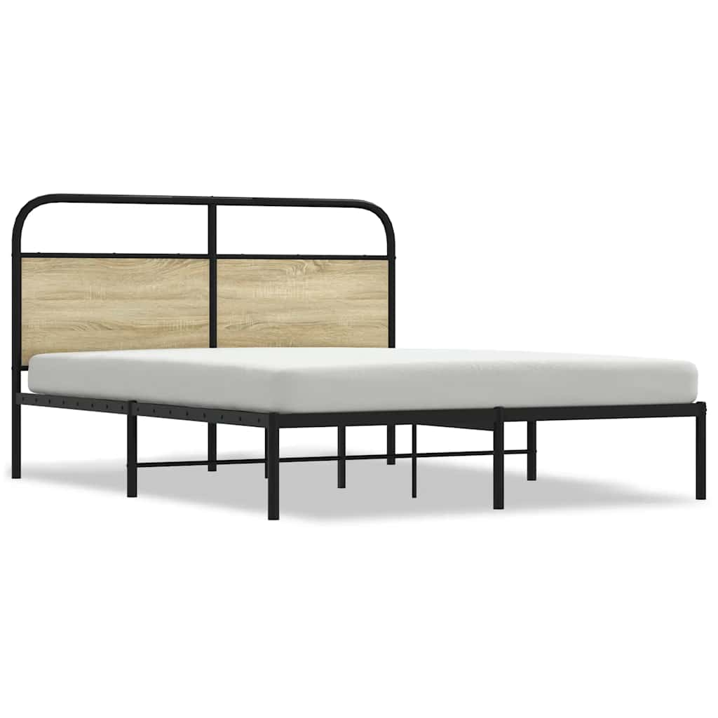 Bed frame without mattress 150x200 cm Sonoma oak wood material