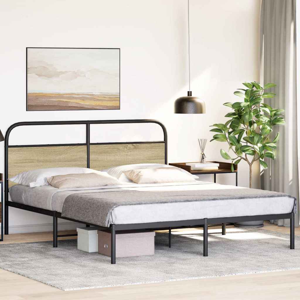 Bed frame without mattress 150x200 cm Sonoma oak wood material