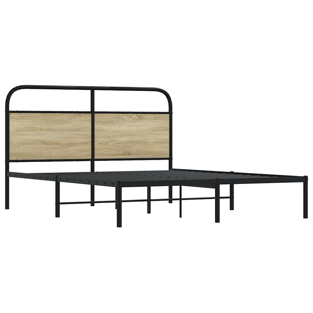 Bed frame without mattress 150x200 cm Sonoma oak wood material