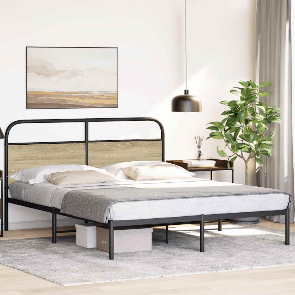 Bed frame without mattress 160x200 cm Sonoma oak wood material