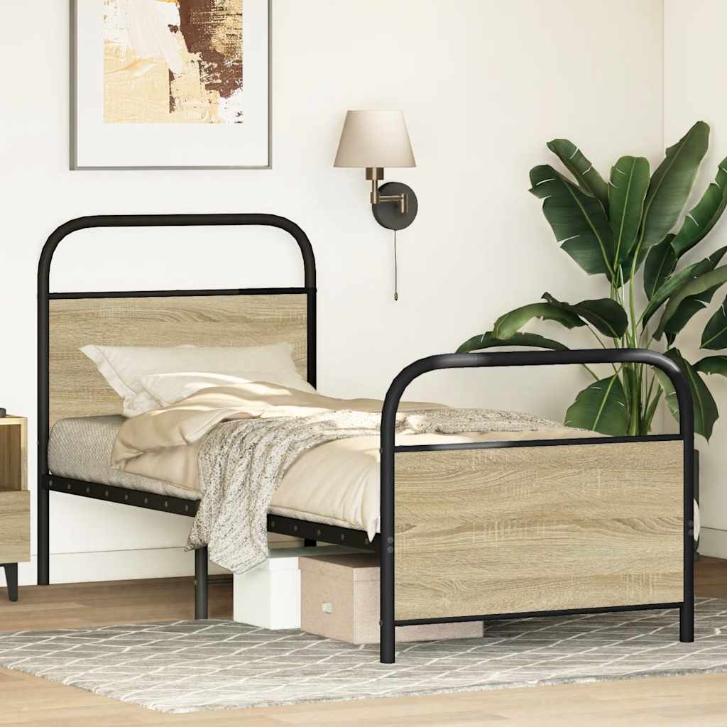 Bed frame without mattress 75x190 cm Sonoma oak wood material