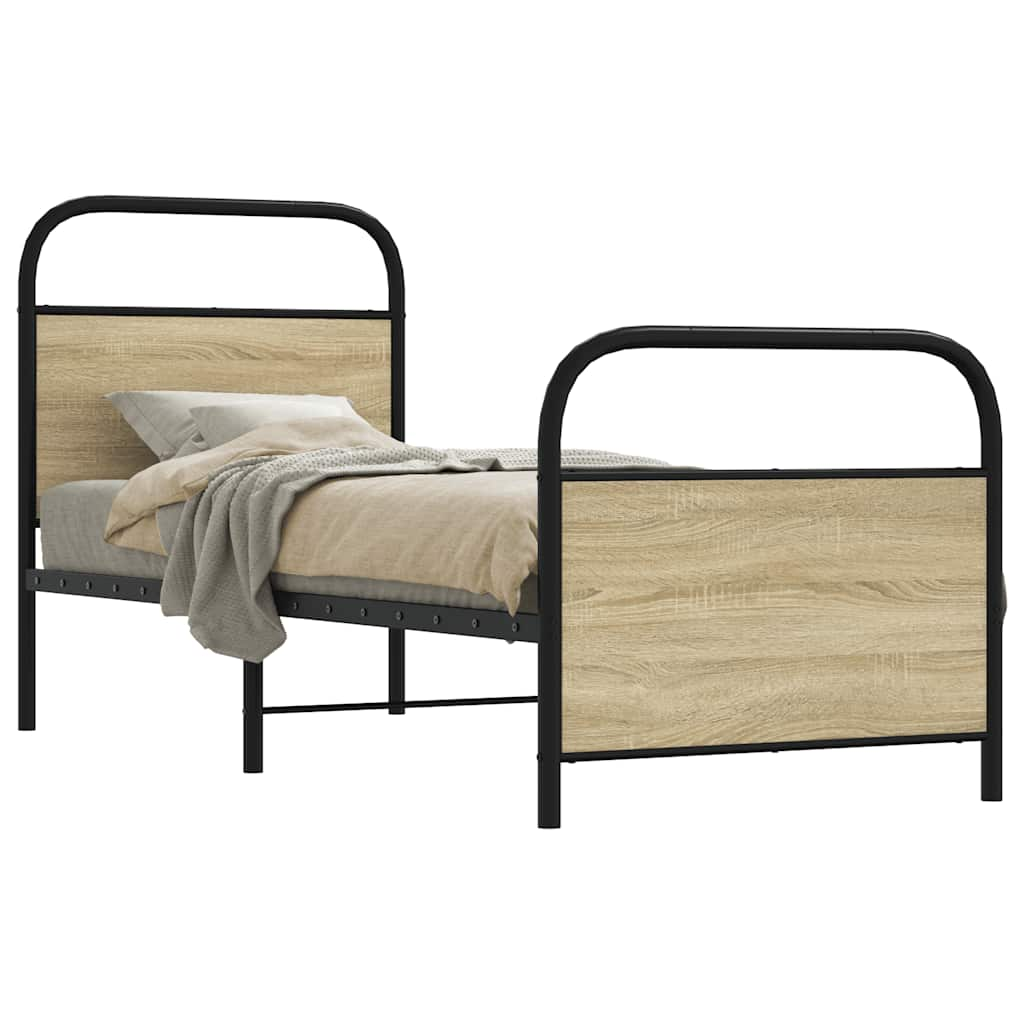 Bed frame without mattress 75x190 cm Sonoma oak wood material