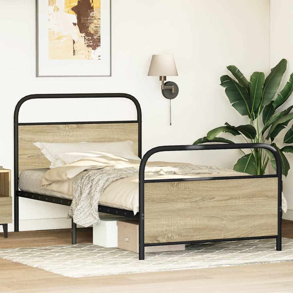 Bed frame without mattress 90x200 cm Sonoma oak wood material