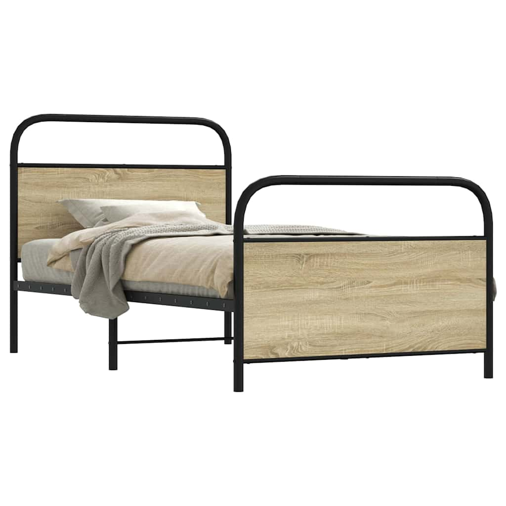 Bed frame without mattress 90x200 cm Sonoma oak wood material