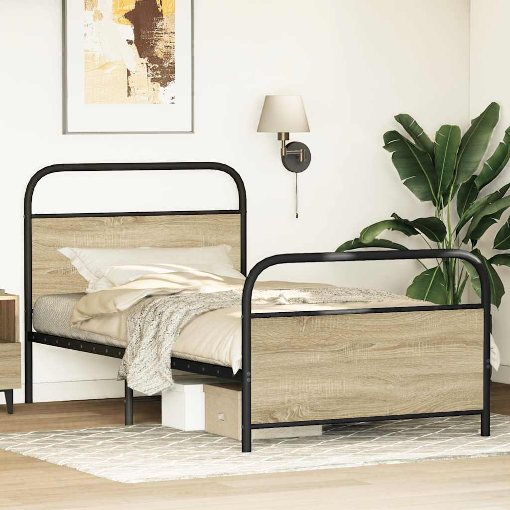 Bed frame without mattress 100x190 cm Sonoma oak wood material