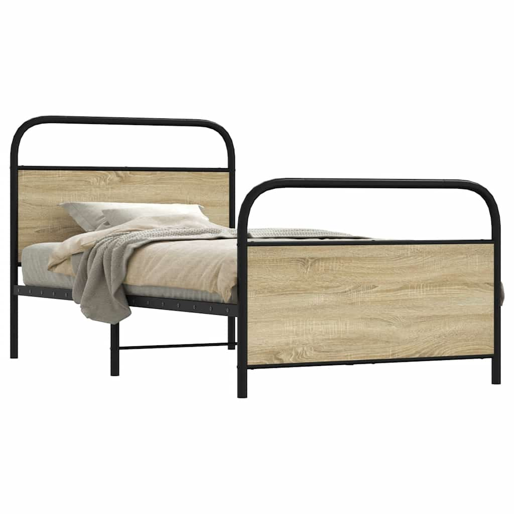 Bed frame without mattress 100x190 cm Sonoma oak wood material