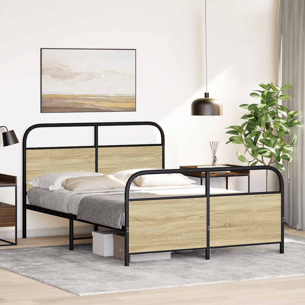 Bed frame without mattress 120x190 cm Sonoma oak wood material