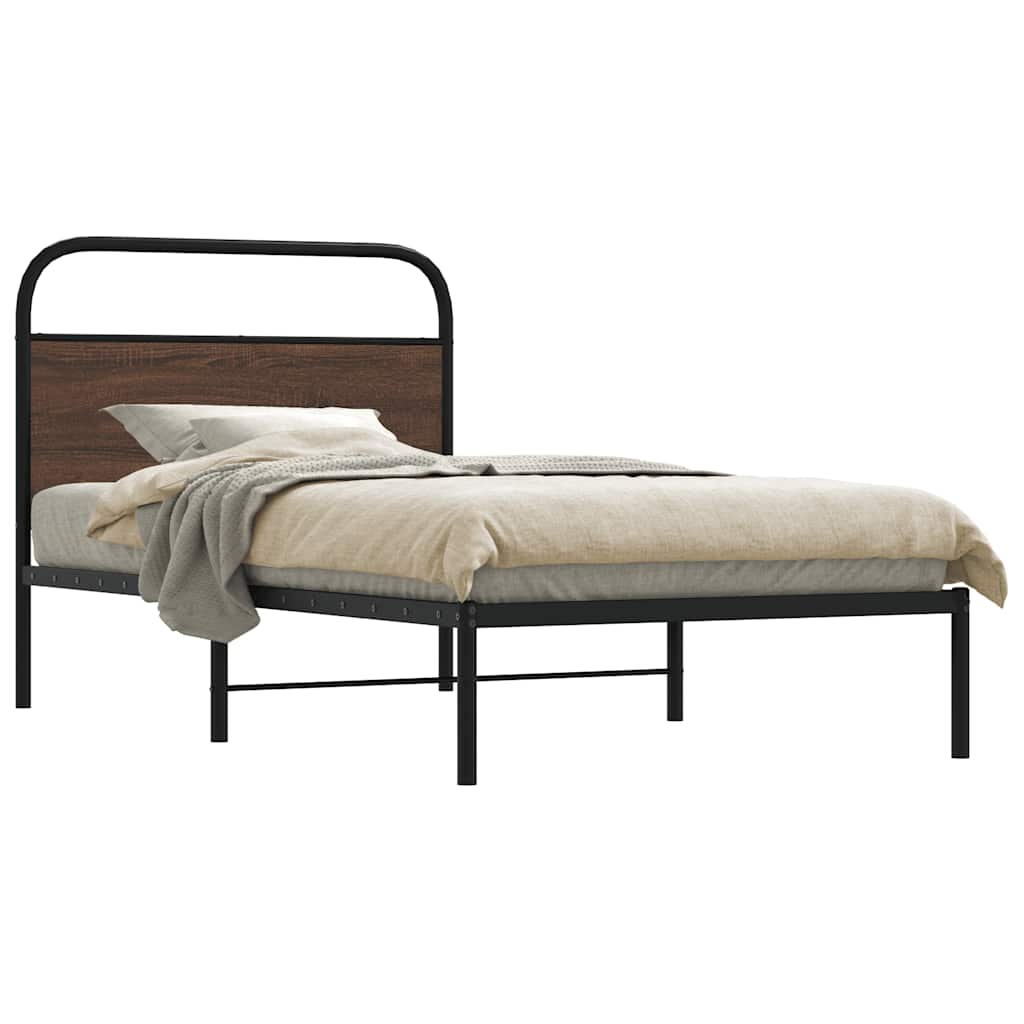 Bed frame without mattress 90x190 cm brown oak look